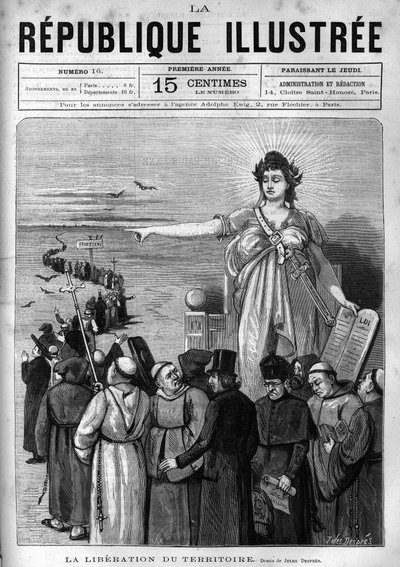Bölgenin kurtarılması: Fransız Cumhuriyeti, Jules Ferry tarafından alınan ve onları öğretme hakkından mahrum bırakan Mart 1880 tarihli kararnamelerin ardından yetkisiz dini cemaatleri Fransız topraklarından kovuyor. Gazete. “La re” de 1880