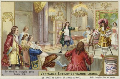 Louis XIV döneminde Fransız tiyatrosunu gösteren Liebig kartı by French School