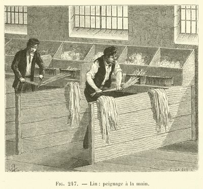Keten, elle tarama (gravür) by French School