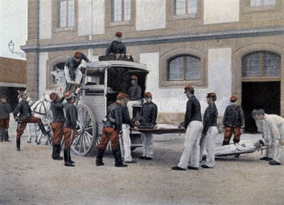 Yaralıların ambulansa yüklenmesi - “” Askeri Albümde” - Mürettebat Treni by French School