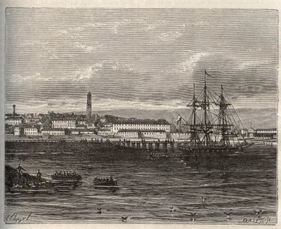 Lorient - Brittany bölgesinde Morbihan - V.A. Malt-Brown tarafından “La France illustrée: coğrafya, tarih, istatistiksel yönetim” de gravür. 1884 by French School
