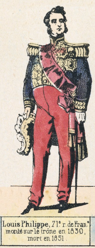 Louis-Philippe, Fransa'nın 71. Kralı, 1830'da tahta çıktı, 1851'de öldü (renkli gravür) by French School