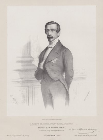 Louis Napoleon Bonaparte, Fransa Cumhuriyeti Cumhurbaşkanı, c1848 (lito) by French School