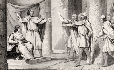 Louis V (967-87) Loafer, tacını takipçilerine gösteriyor, Colart