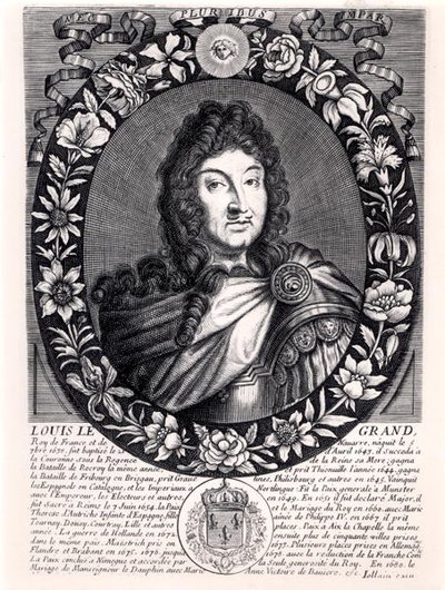 Louis XIV (1638-1715) Fransa Kralı, yaklaşık 1680 (gravür) (s/b fotoğraf) by French School