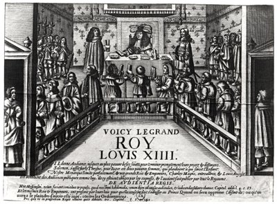 Louis XIV (1638-1715) adaleti yönetiyor (ksilograf) (bw fotoğraf) by French School