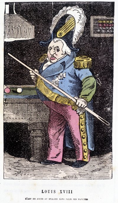 Louis XVIII bilardo oynuyor - Touchatout tarafından “” Histoire de France Tintamarresque”de by French School