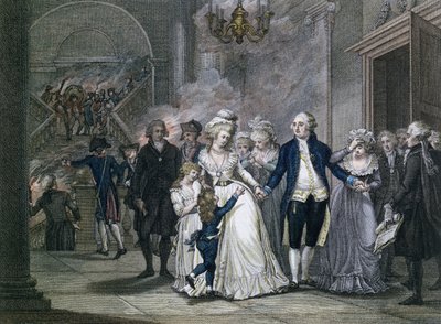 Louis XVI (1754-93) Ailesine Veda Ederken, 20 Ocak 1793, Reinier Vinkeles (1741-1816) ve Daniel Vrydag (1765-1822) tarafından oyulmuş by French School