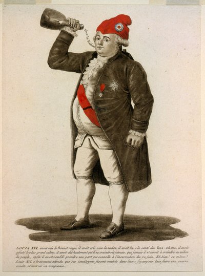 Louis XVI, kırmızı şapka takıyor, 
