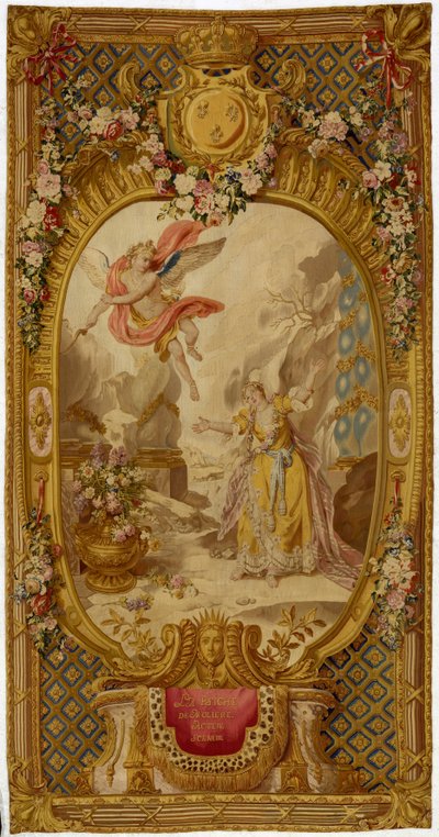 1761-64 ikinci dokumasından "Scenes d"Opera, de Tragedie et de Comedie" serisinden Louis XV Gobelins goblen by French School