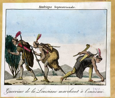 Louisiana Kızılderilileri düşmanlarını takip ediyor, c.1811 by French School