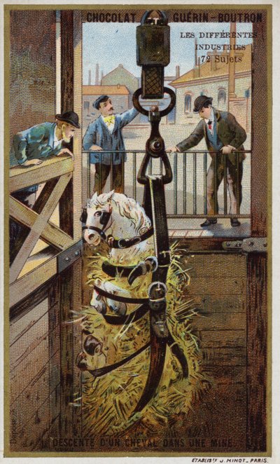 Bir atın madene indirilmesi (chromolitho) by French School
