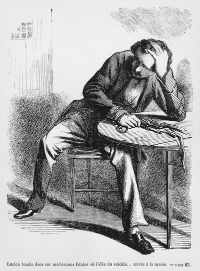 Lucien de Rubempre intiharı düşünüyor, Honore de Balzac