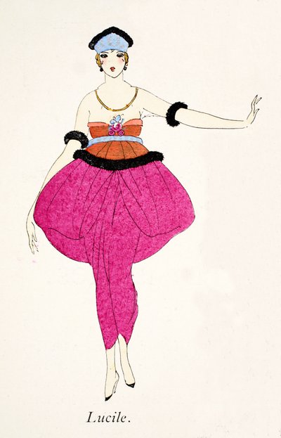 Lucile - Bir elbise için tasarım (baskı şablonu) by French School