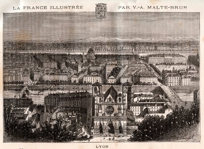Lyon - V.A. Malt-Brown tarafından “La France illustrée: coğrafya, tarih, istatistiksel yönetim” de gravür. 1884 by French School