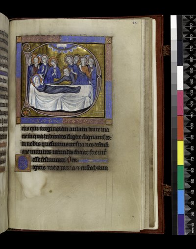 MS 300 f.281r, Psalter and Hours of France of France, Paris, c.1265-70 (parşömen üzerine kalem ve mürekkep ve tempera) dan Varsayım için Derler, vaazlar ve dersler by French School
