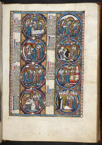 HANIM. Harley 1527, f.77r, İncil ahlakından (parşömen) minyatürler by French School