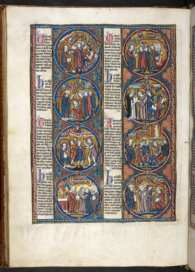 HANIM. Harley 1527, f.80v, İncil ahlakından (parşömen) minyatürler by French School