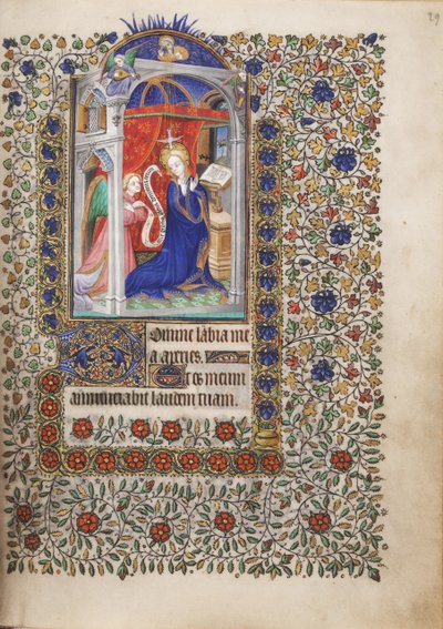 MS Widener 6 f.29r, Müjde, Saatler Kitabından, Paris kullanımı by French School