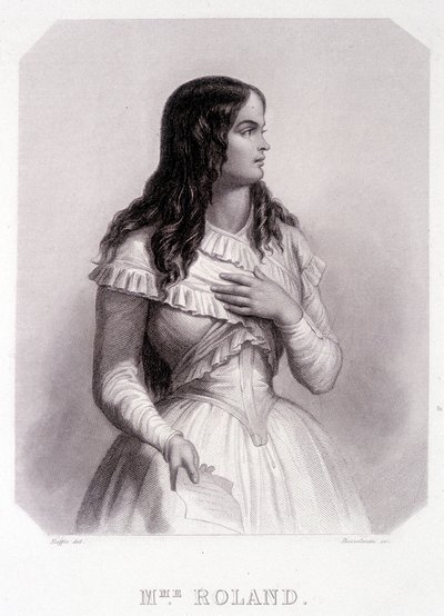 Madam Roland (veya Roland de la plataière, Jeanne Marie veya Monon Philipon), Fransız siyasetçi (1754-1793) - gravür by French School