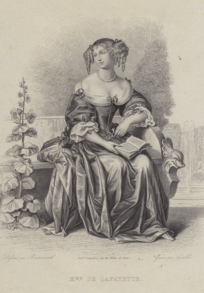 Madame de Lafayette, Fransız yazar (gravür) by French School