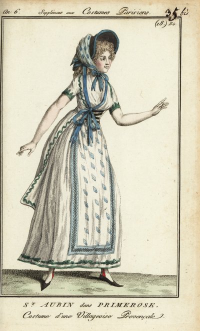 Madame de St. Aubin, Primerose kostümü içinde. by French School