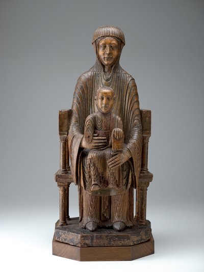 Madonna and Child in Majesty, yaklaşık 1150-1200 (ahşap, çok renkli izler) by French School