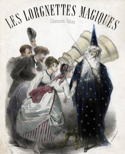 Sihirli lorgnetler, popüler vals şarkısı. Litografi by French School