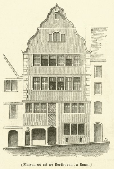Maison ou est ne Beethoven, a Bonn (gravür) by French School