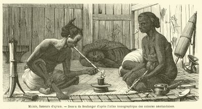 Malay, afyon içenler (gravür) by French School