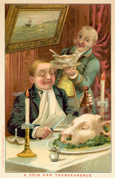 Akşam yemeği yiyen adam (chromolitho) by French School