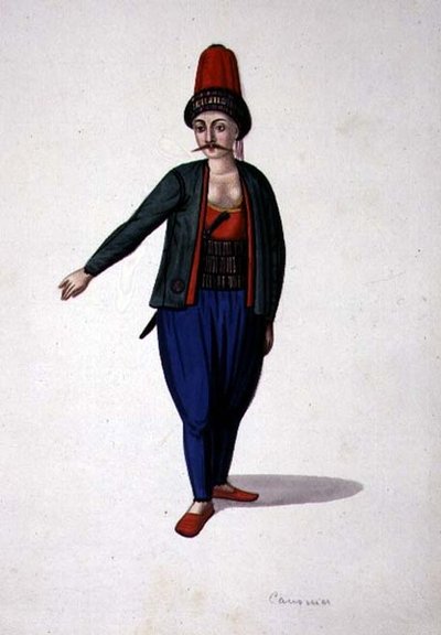 Hançerli adam, Osmanlı dönemi, 18. yüzyılın üçüncü çeyreği (kağıt üzerine suluboya) by French School