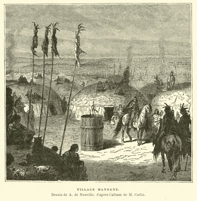 Mandan köyü, Kuzey Amerika by French School