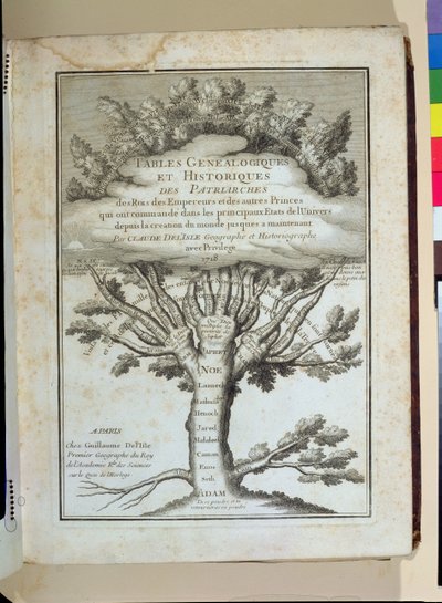 İnsan türünün soy ağacı, Tablolar Genealogiques et Historiques des patriarches, des Rois, des Empereurs, Claude Delisle (1644-1720), Paris