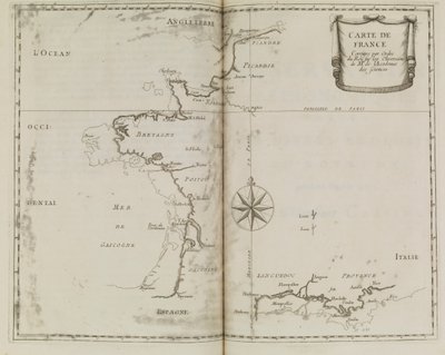 Fransa Haritası, c.1693 (baskı) by French School