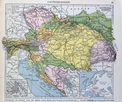 Avusturya-Macaristan imparatorluğunun haritası, bir Fransız coğrafya ders kitabından örnek, 1905 by French School