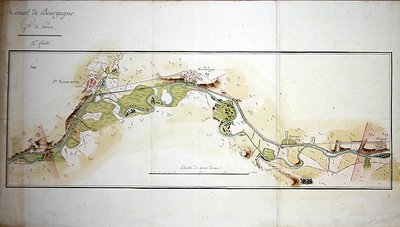 Canal de Bourgogne haritası, 18. yüzyılın sonlarında (kağıt üzerine suluboya) by French School