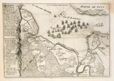 İngiliz Filosu tarafından Quebec Kuşatması Haritası, 1670 by French School