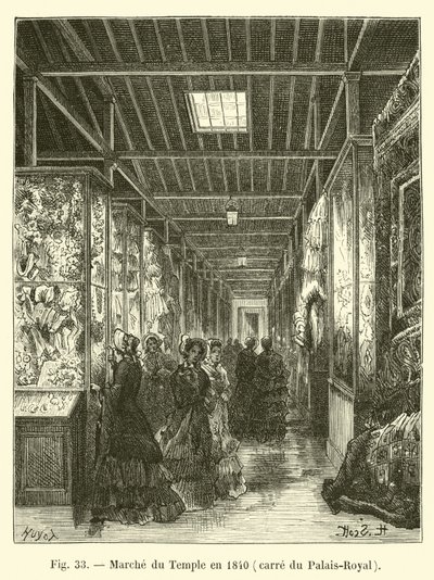 1840 yılında Marche du Temple, Palais-Royal meydanı by French School