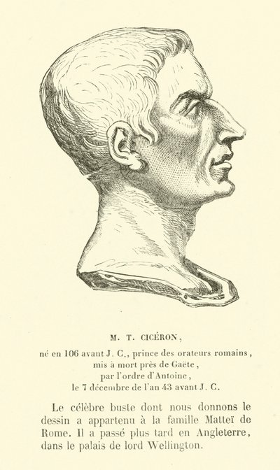 Marcus Tullius Cicero, Romalı politikacı, hatip ve filozof (gravür) by French School
