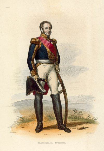 Marechal Suchet (renkli gravür) by French School