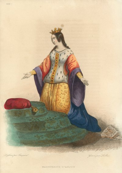 Marguerite d'Anjou (renkli gravür) by French School