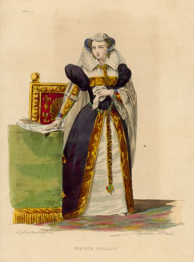 Marie Stuart (renkli gravür) by French School