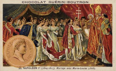 Napolyon ve Avusturyalı Marie Louise'in evliliği (chromolitho) by French School