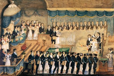 Mason bir hanımefendinin Masonik İnisiyasyon Töreni, 19. yüzyıl başı (kağıt üzerinde wc) by French School