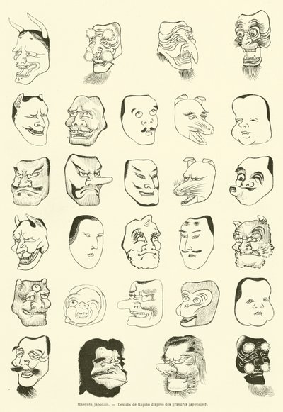 Japon maskeleri (gravür) by French School