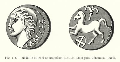 Baş Camulogene, Camulo, Aulerques, Cenomans, Paris Madalyası (gravür) by French School