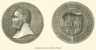 Fugger oyma ahşap madalyon (gravür) by French School