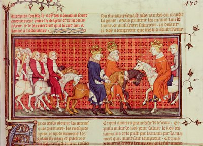 Fransa Kralı V. Charles (1338-80) ile Kutsal Roma İmparatoru IV. Charles (1316-78) arasında Grandes Chroniques de France