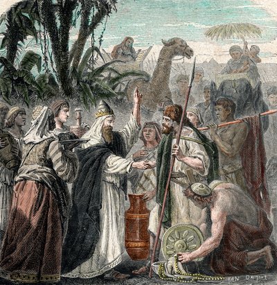 İbrahim ve Melchizedek'in Buluşması (oyma) by French School